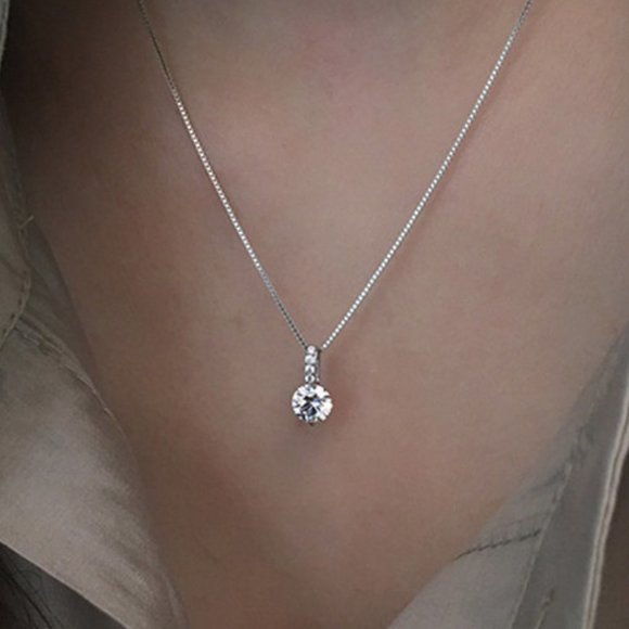 *925 Silver 2CT Solitaire Diamond Necklace A1 - Picture 1 of 7
